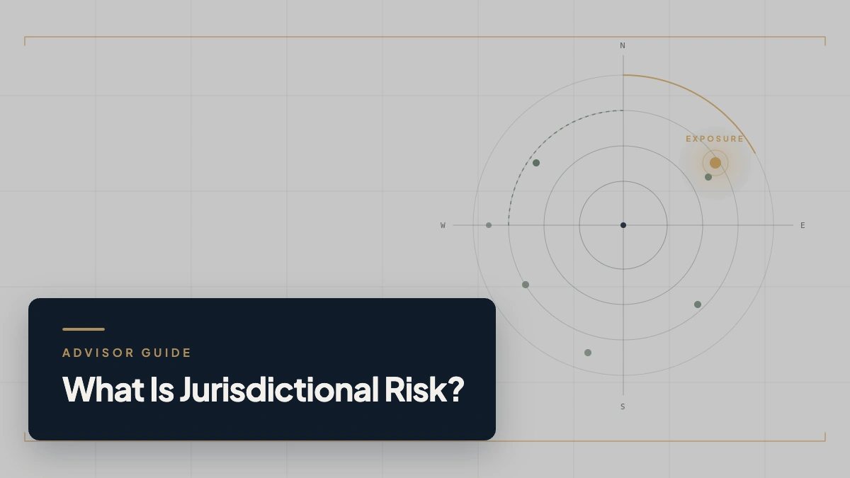 Abstract visual representation of jurisdictional risk across residence, assets, business and cross-border planning